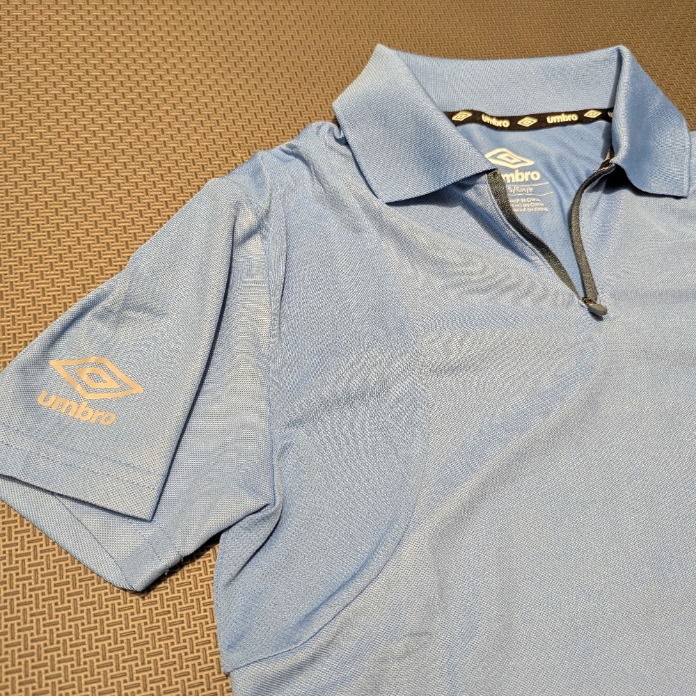Umbro Sky Blue Polo with Zip Collar - Picture 5 of 6
